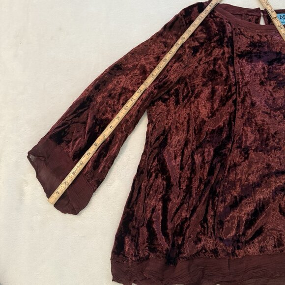 South Main Burgundy Crushed Velvet Top Size XXL Whimsigoth Fairy Holiday Glam - Picture 6 of 10